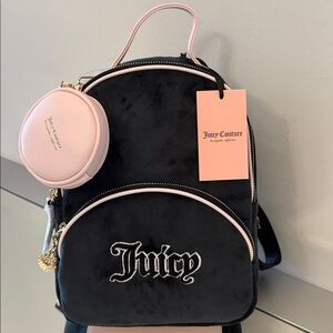 🆕 JUICY COUTURE Velour Queen of Everything Backpack NWT Black & Pink